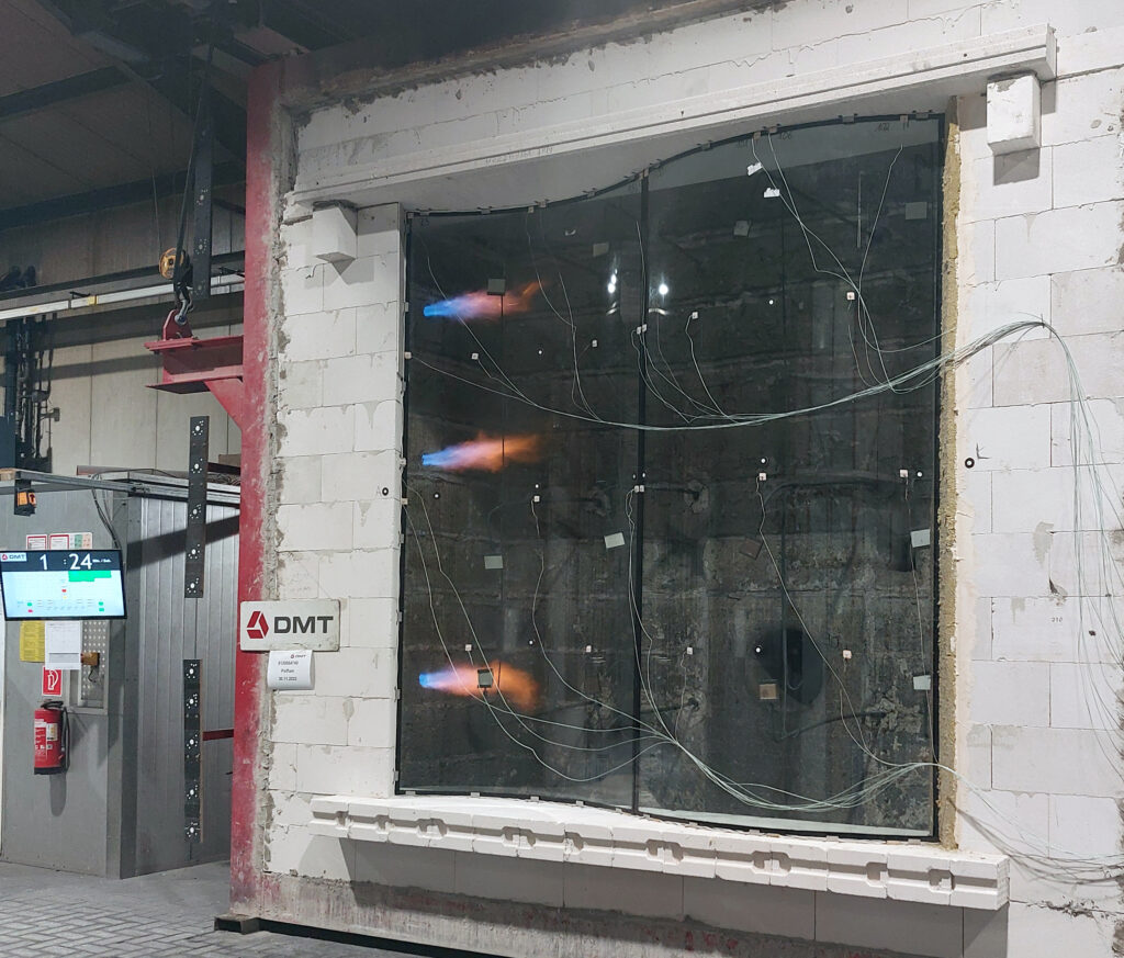 curved glass fire testing